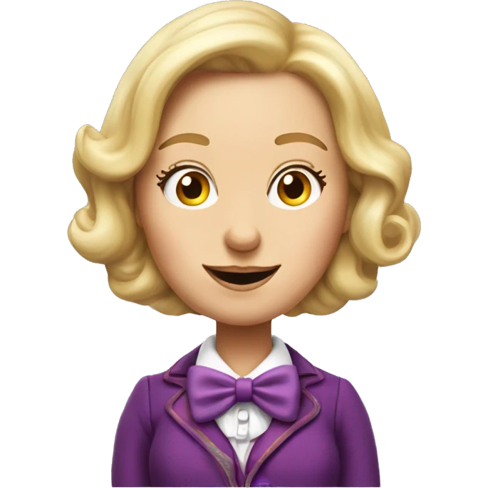 mujer rubia disfraz de Willy Wonka estilo disney emoji