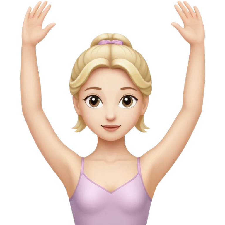female ballet dancer, blond hair, arms raised, no pink color emoji