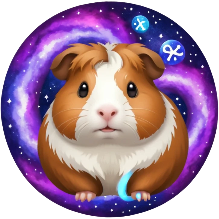 A guinea pig with chinchilla and infinity and around a galaxy emoji
