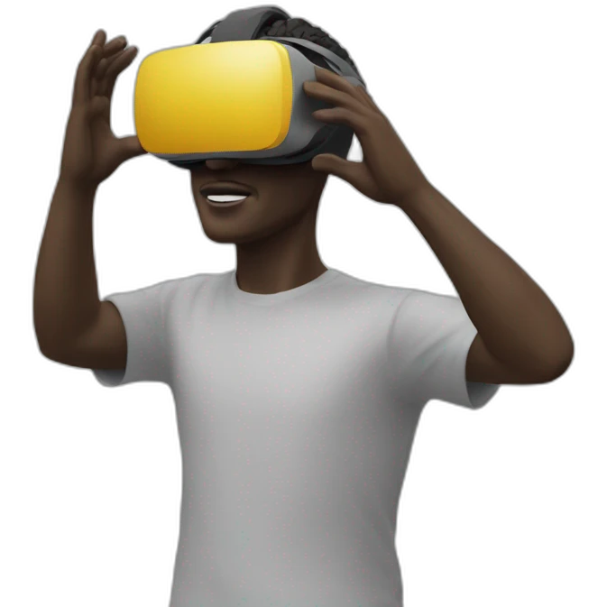 Sculpture David with virtual reality emoji