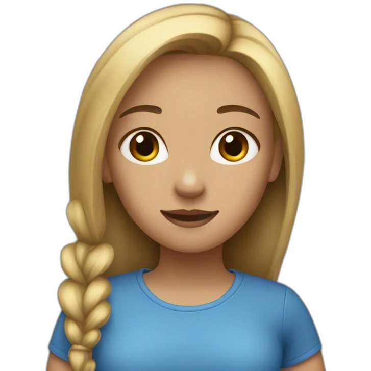 Girl with blue eay and dark blond hear emoji