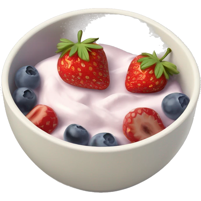 fruit yogurt bowl with strawberries and grapes emoji