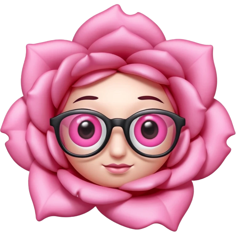 A 3D cartoon rose-pink eye spectacle, glossy curved frame, soft reflections, isolated on plain background. emoji