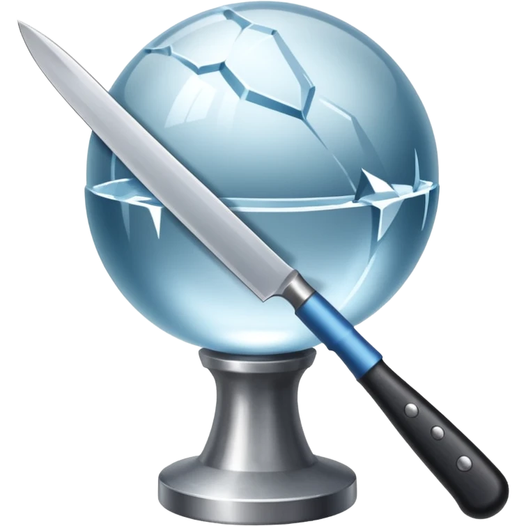 The knife is only visible from above, its tip showing from behind the ice ball. emoji
