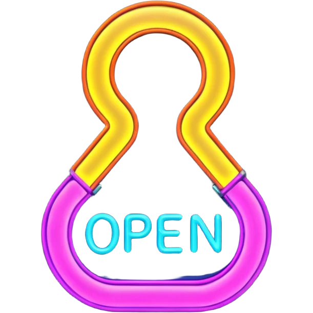 Make a neon open sign emoji emoji