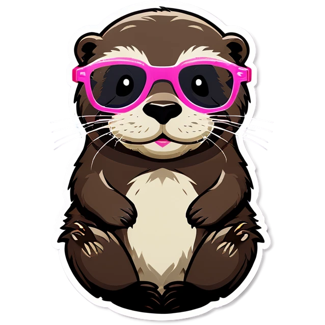 Otter with pink glasses emoji