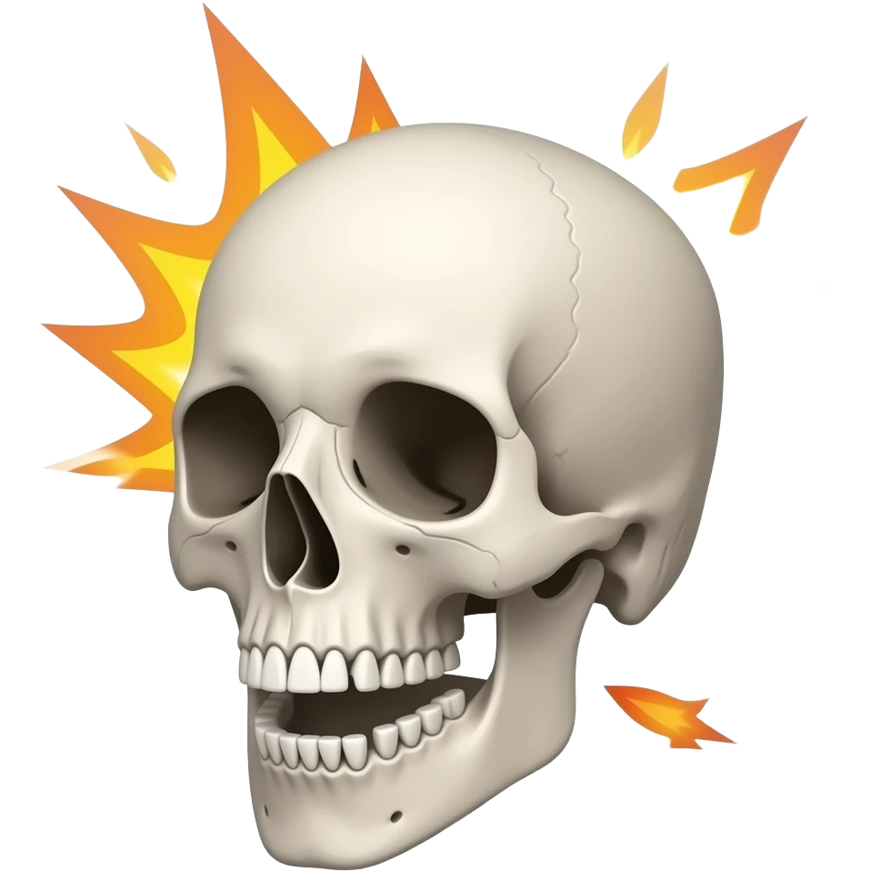 Skeleton blasting the head of emoji
