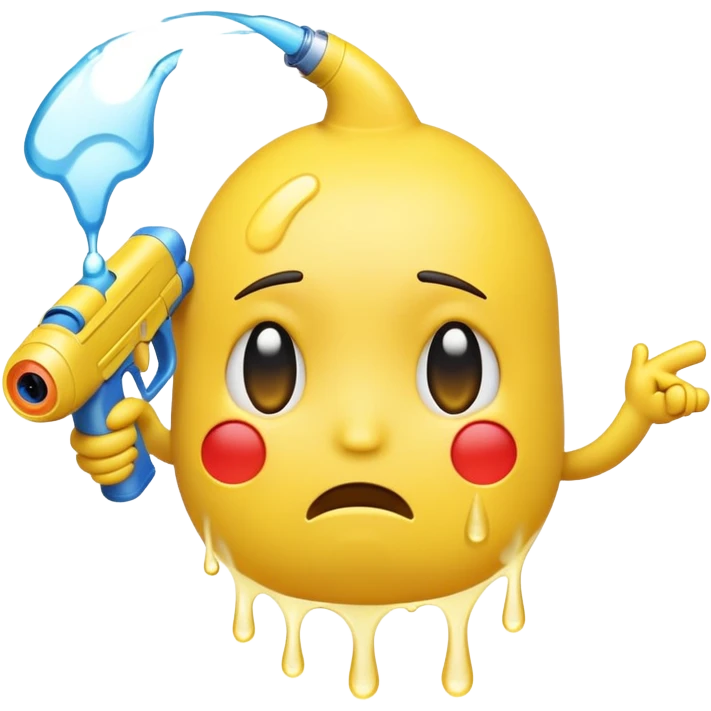 sad emoji with water gun pointing directly at its own head emoji