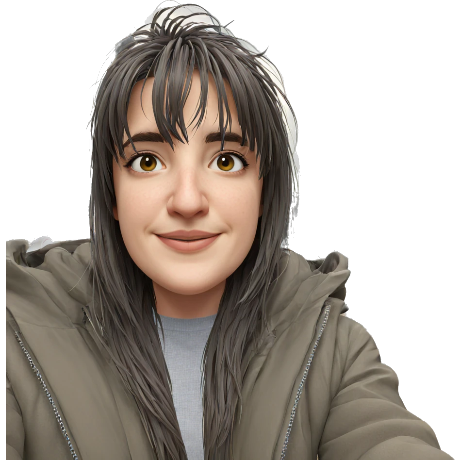 smiling girl outdoors with hair emoji