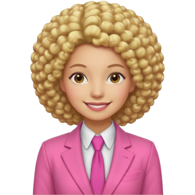 afro blonde hair woman pink suit emoji