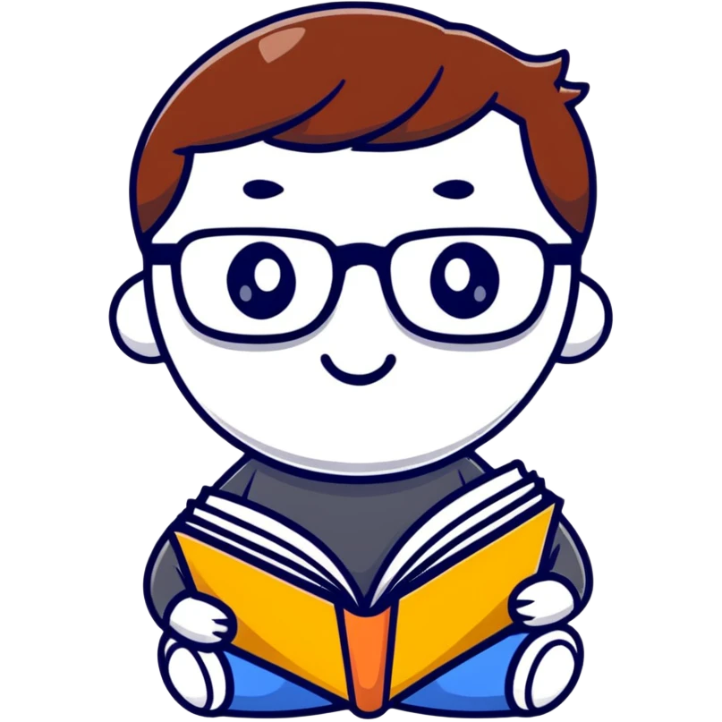 A cute language model token with glasses reading a book emoji