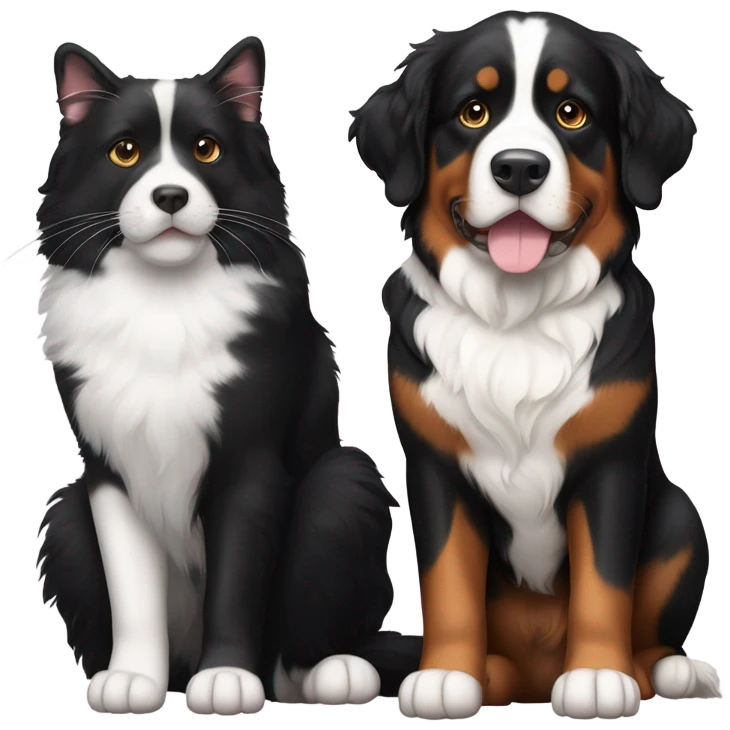 Bernese mountain dog and tuxedo cat emoji