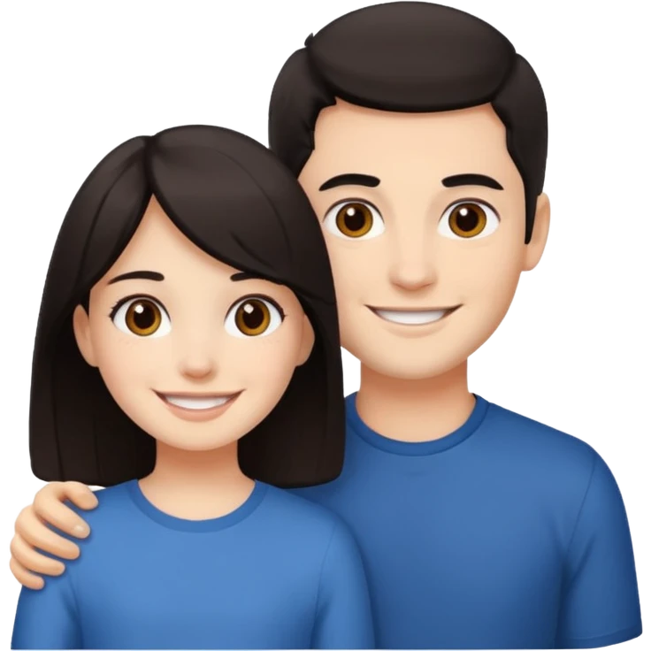 Brother ans sister, white skin, dark hair emoji