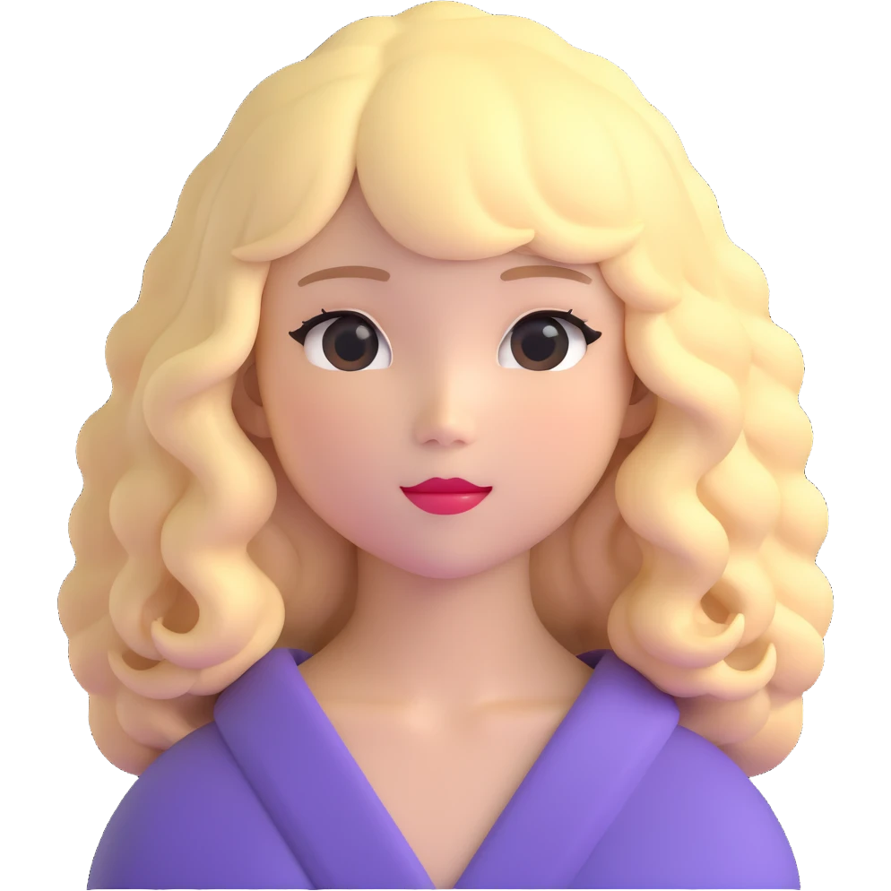 Japanese girl with voluminous blonde wavy hair emoji