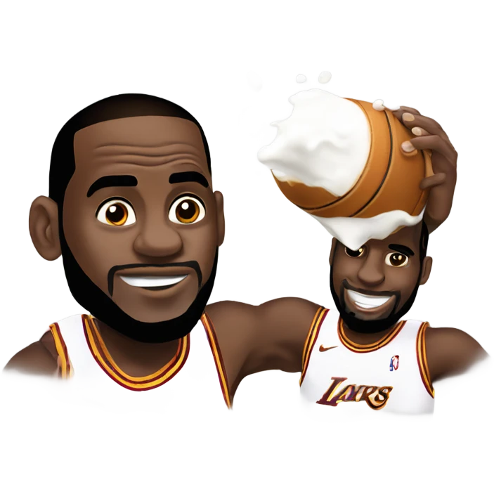 Lebron shooting milk out of the bottom of picture emoji