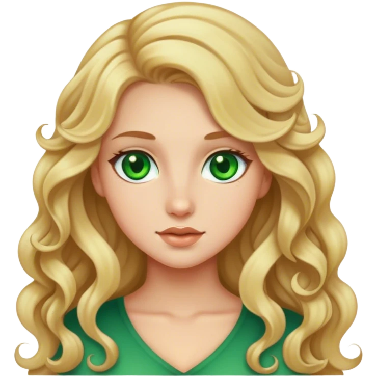 blonde long curled hair and green eyes flexible beautiful girl emoji