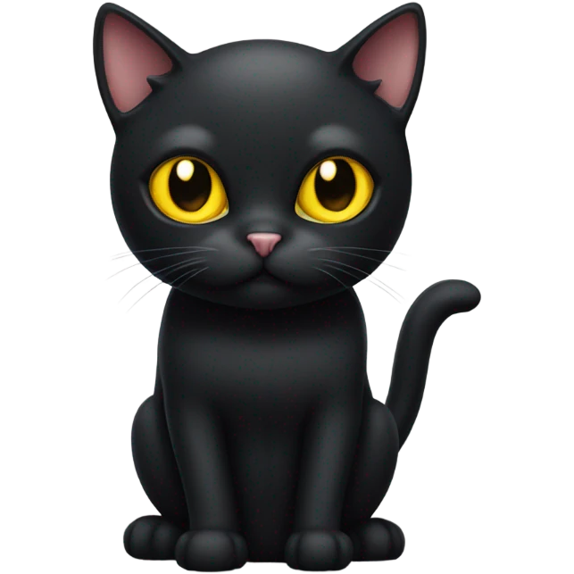 Black cat yellow eyes sticking its tongue out  emoji