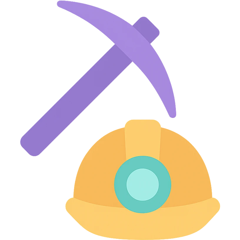 mining industry scene with a pickaxe and helmet emoji
