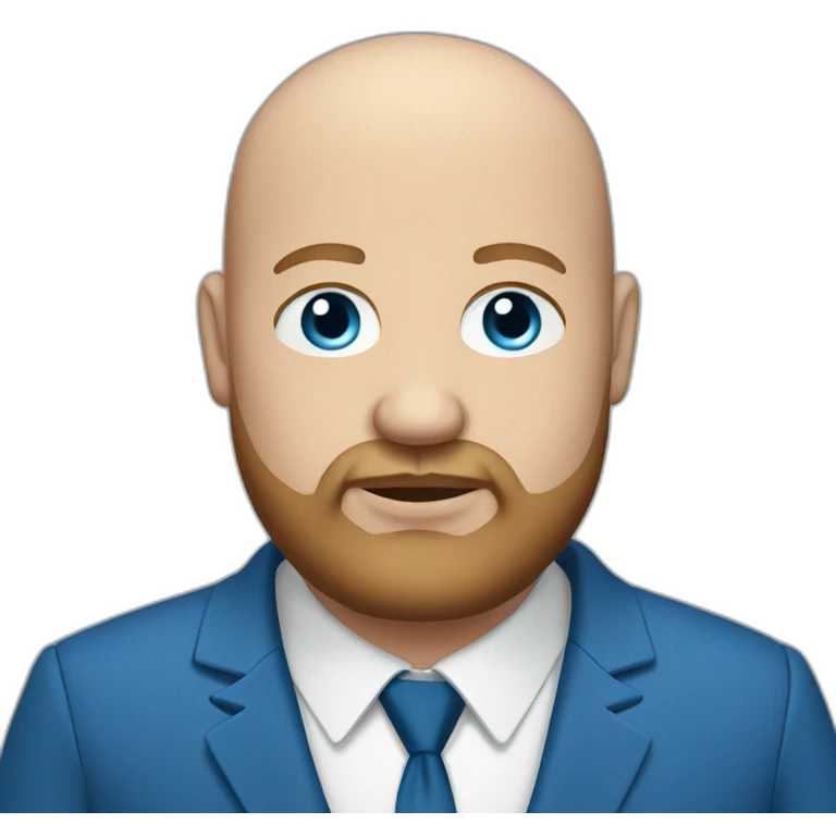 blue-eyed overweight bald man with a beard in a blue suit emoji