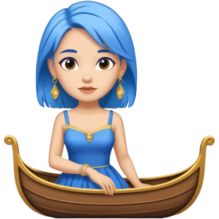 venice gondolier woman fat earring wearing blue hair emoji