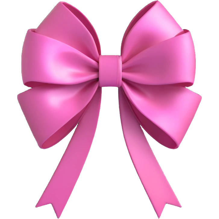 3D emoji style bow, metallic rose pink, reflective and luxurious emoji