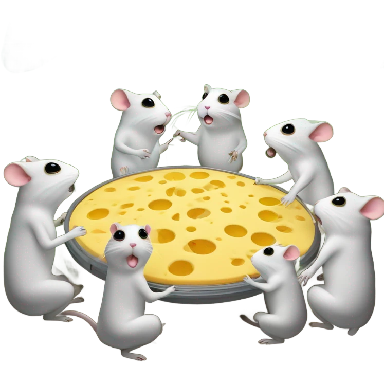 alien hamster cult with cheese and weed on ufo emoji