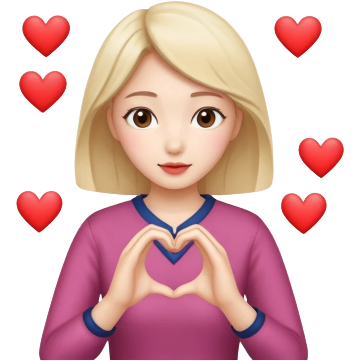 make me a women that is doing the Korean hearts  emoji