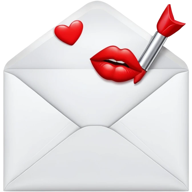 An envelope with a kiss print emoji