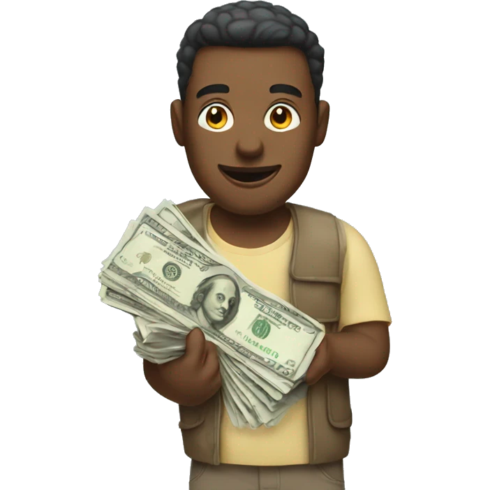 Guy holding dollar bills emoji