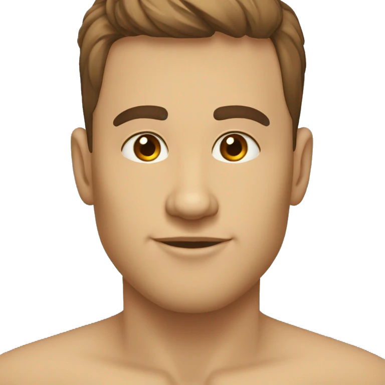 tete ronde, homme, peau beije, cheveux et yeux maron, cheveux lisse court avec un degrader emoji