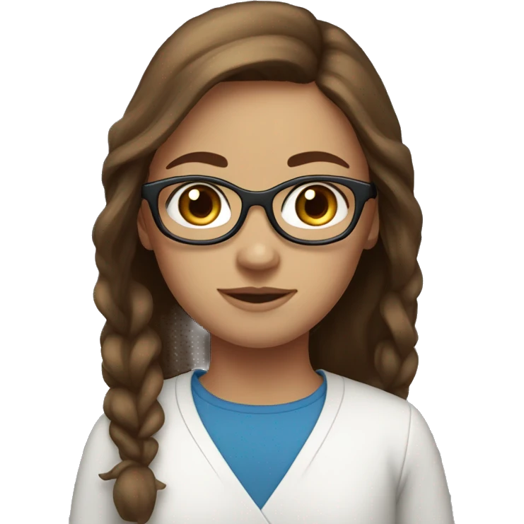 girl with blue eyes, glasses and medium brown hair and feckles emoji