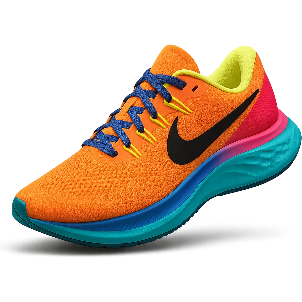 Nike sneaker, modern running shoe, vibrant colors, dynamic angle, minimal background emoji