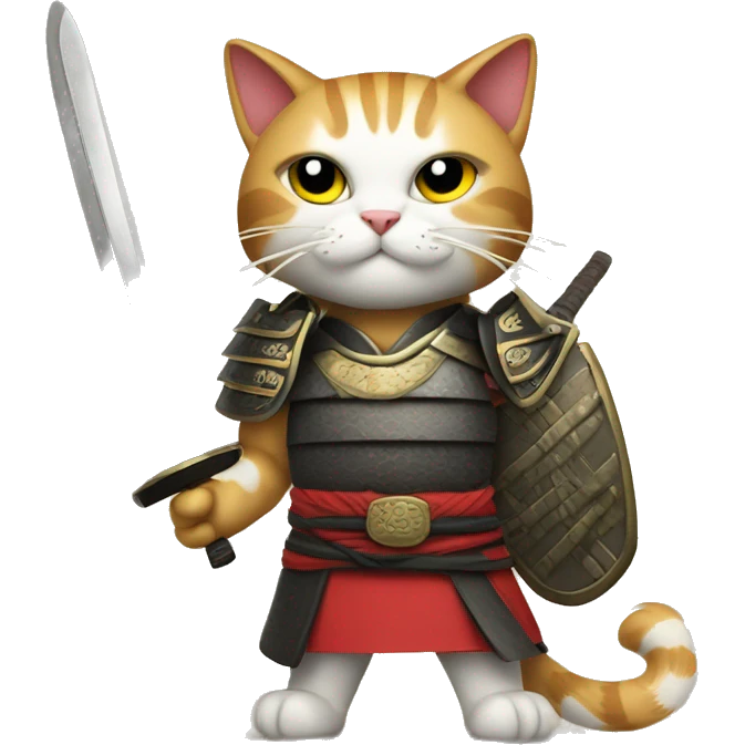 samurai cat with a shield and a sword emoji
