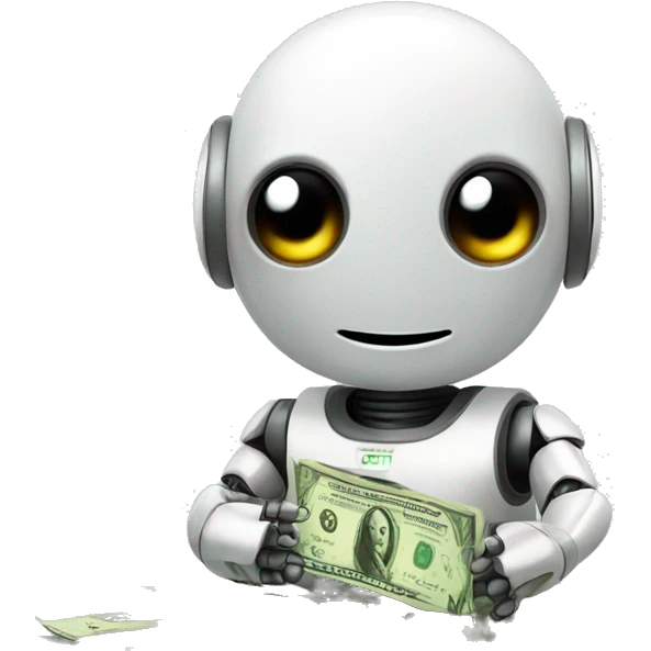 Cute robot with money emoji
