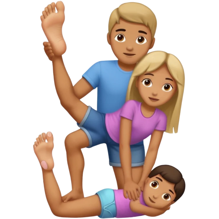 a man (leg) foot placed on a girl's head emoji