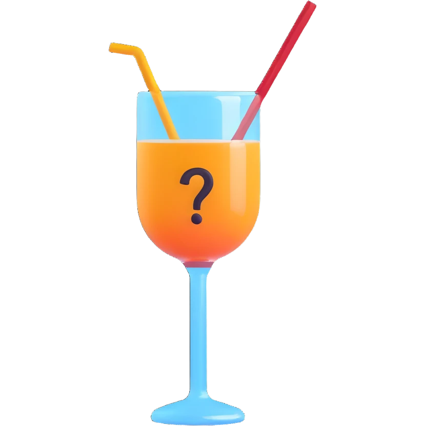 silhouette of a glass with a straw covered by a question mark emoji