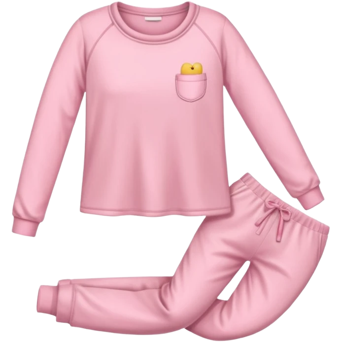  pink ozy two-piece pajama set with a soft fabric texture, long-sleeve top and pants, cute and comfy design, folded or on a hanger, pastel tones, realistic style, isolated on transp emoji