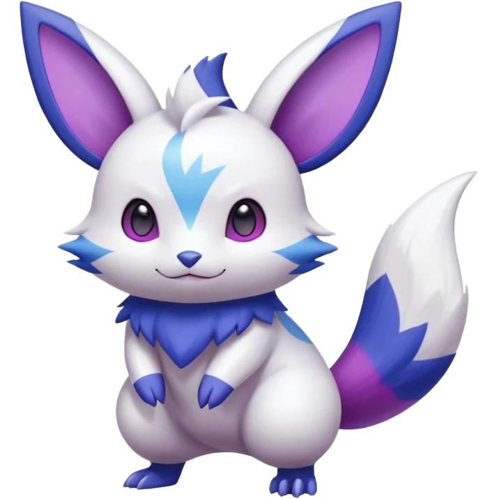 Shiny White with Violet and Indigo markings Minccino-Zangoose-Pokémon-Fakémon-fusion-hybrid-creature emoji