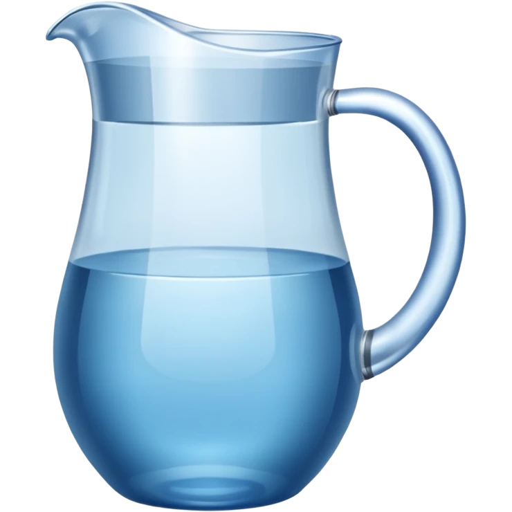 A water pitcher, transparent, slightly blue water, no lid, no droplets, tall. Without a handle and without nose.
 emoji