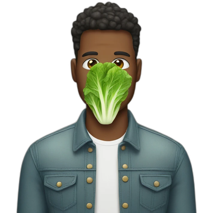 man with lettuce face emoji