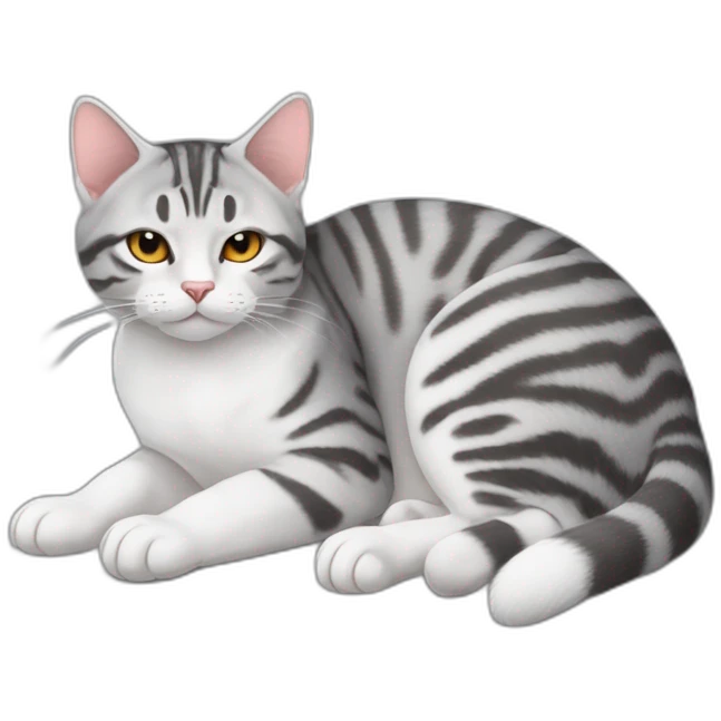 cat-American shorthair-cathandswhole body-lie down-Close your eyes. emoji