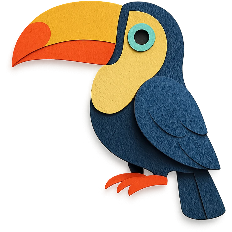 tucano bird with layered paper look emoji