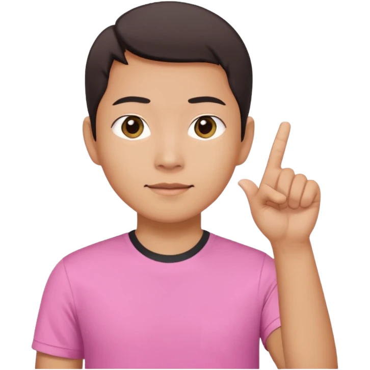 Draw a picture of a person corean pointing to themselves with their other hand raised if pink tshirt  emoji