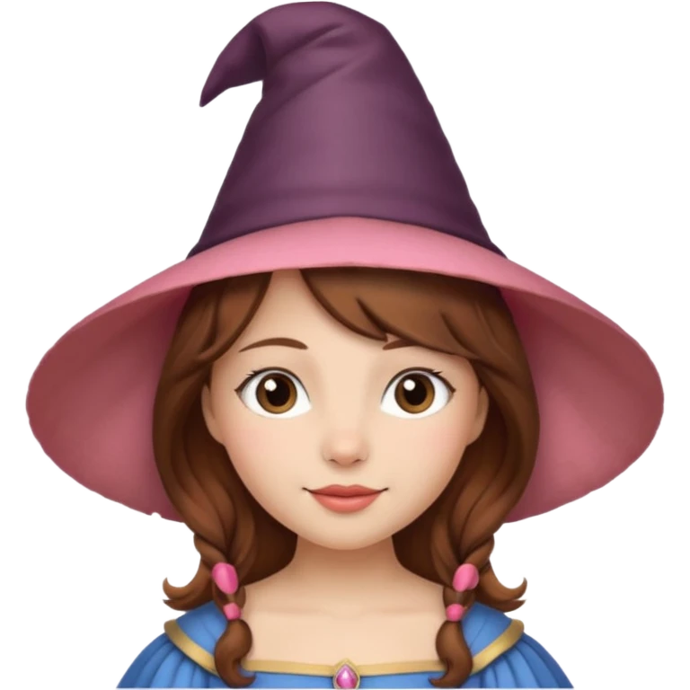 Medieval princess with cone hat and brown hair emoji