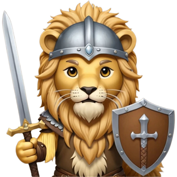 lion with viking helmet and sword behind emoji