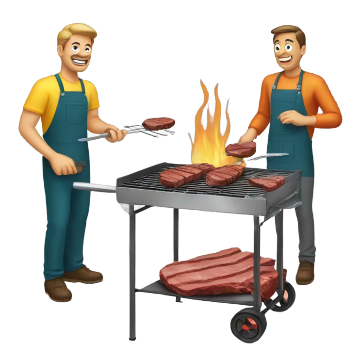 two men make barbecue emoji