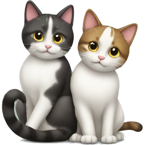 two cats sitting with their tails that make a heart emoji