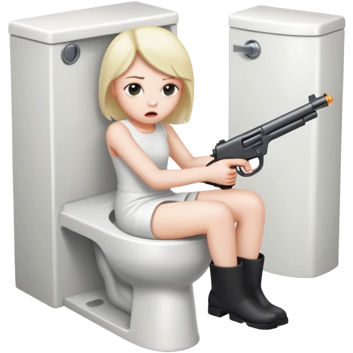hiding in the toilet with a gun  emoji