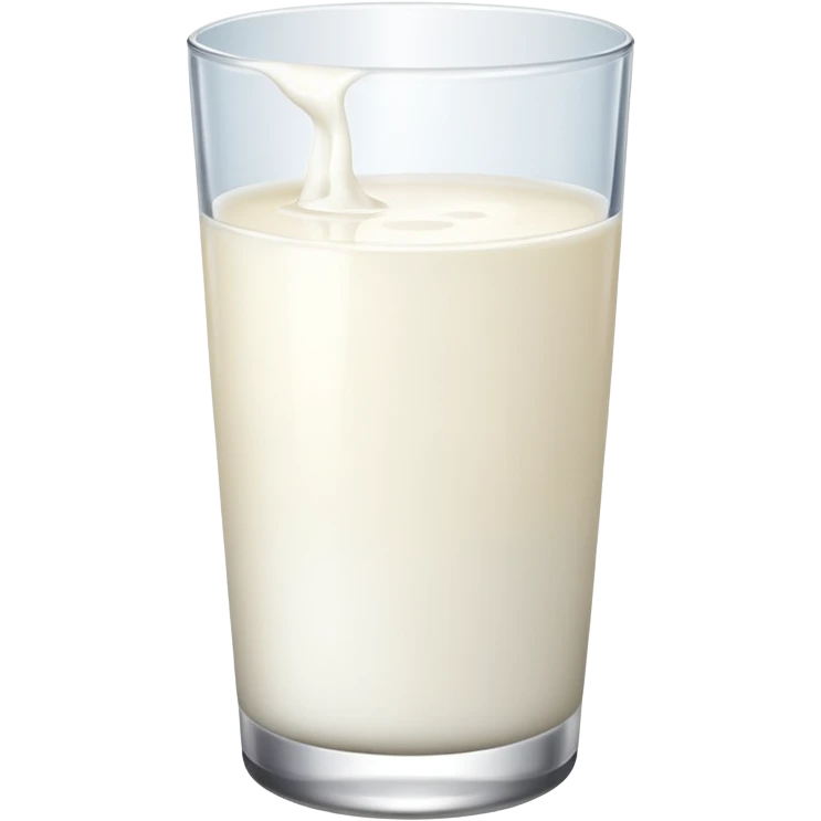 the drink is only milk white, The bottom and mouth of the glass are the same width and thin a toll, There is only white liquid inside, photo realistic, like a third from left emoji