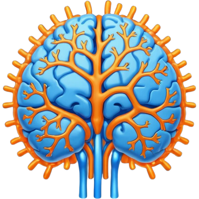 blue digital brain with orange neurons emoji
